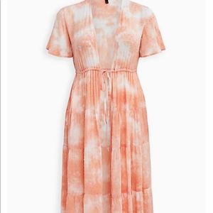 Torrid Peach Tie Dye Kimono 3X